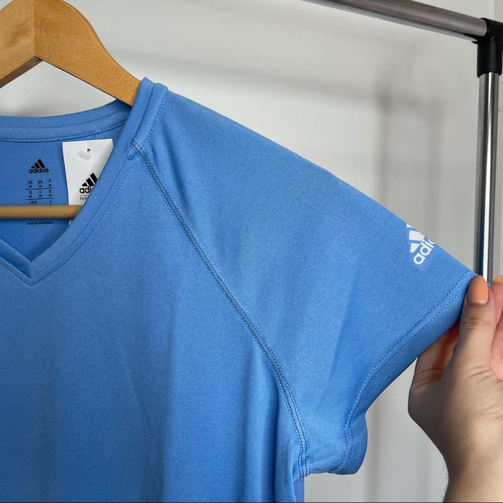 Adidas Baby Blue V-Neck Short Sleeve Shirt - Picture 4 of 7
